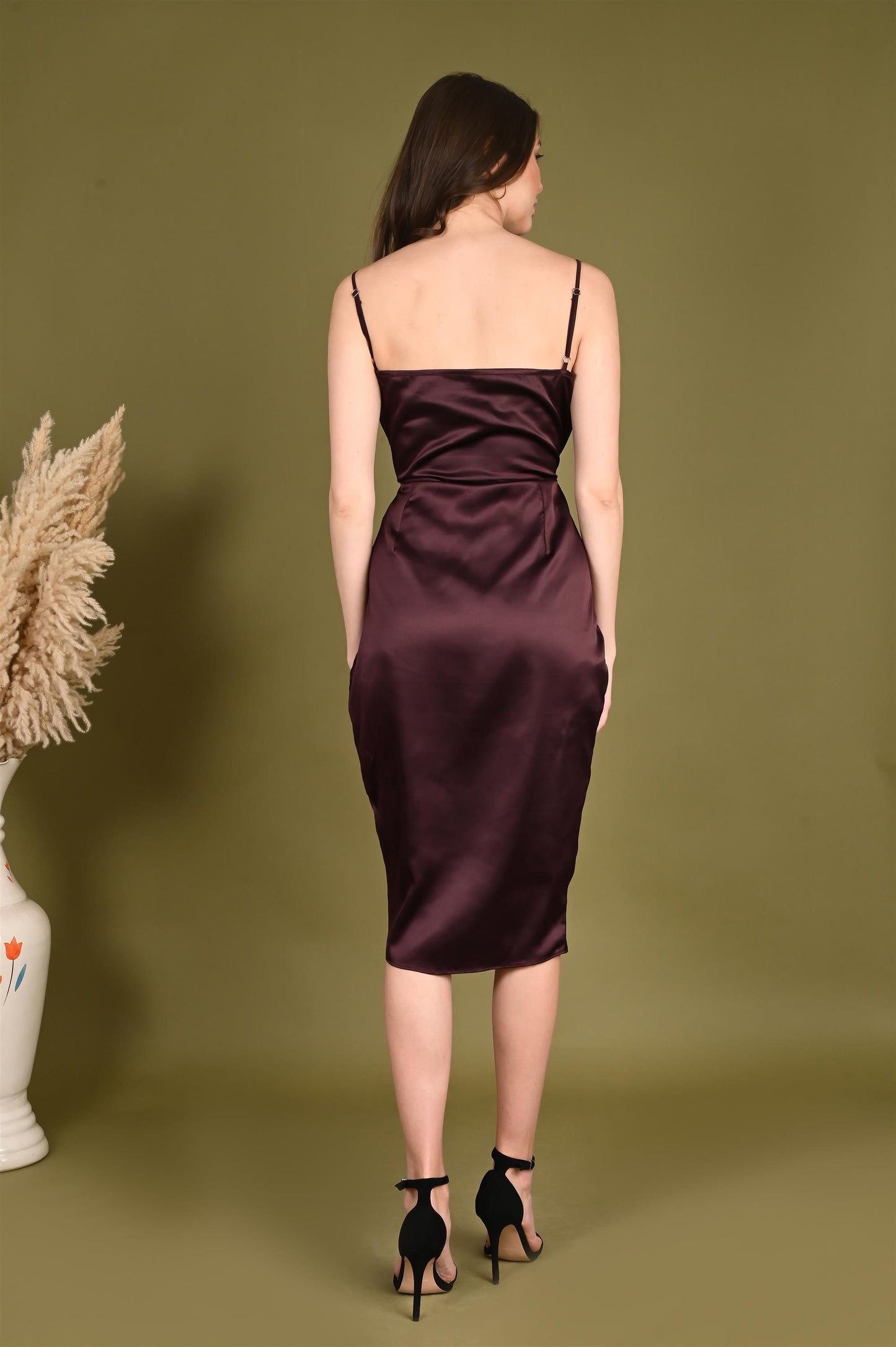 Satin Ruched Bodycon Dress